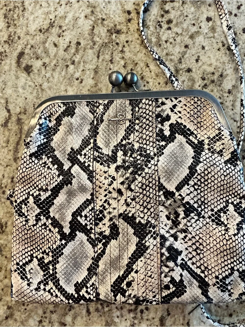 Jessica Simpson Snake Print Crossbody Bag like new. Keychain & card holder too